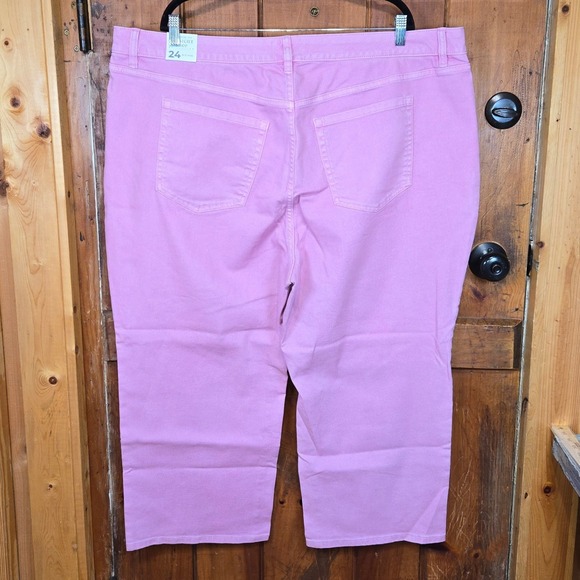 Lane Bryant Women Size 24 Pink Straight Crop Mid Rise Jeans - Picture 4 of 5
